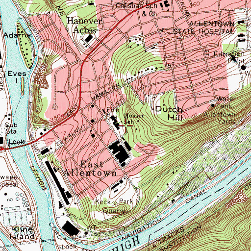 Topographic Map of Mosser Elementary School, PA