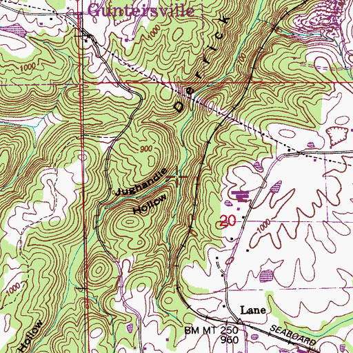 Topographic Map of Jughandle Hollow, AL