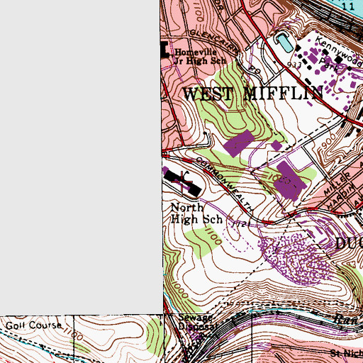 Topographic Map of West Mifflin Area High School, PA