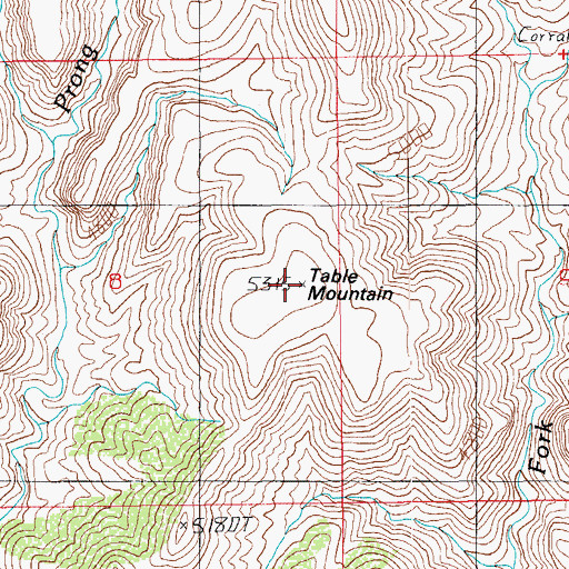 Topographic Map of Table Mountain, AZ