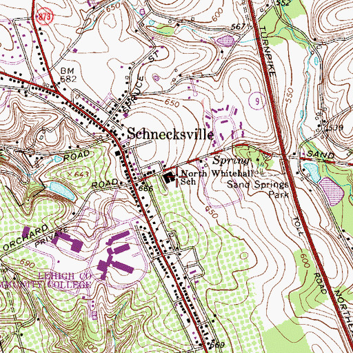 Topographic Map of Schnecksville Elementary School, PA