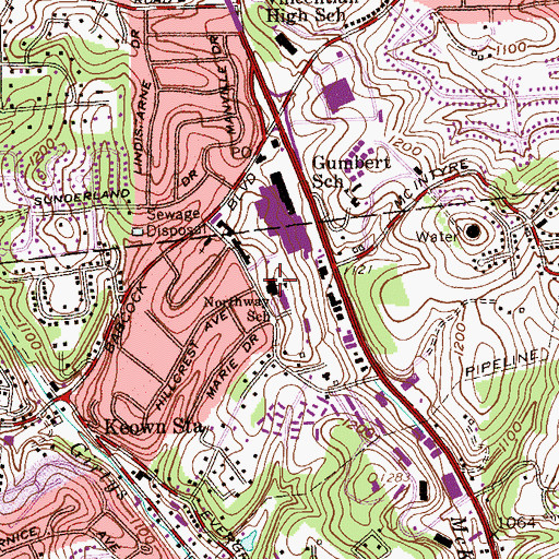 Topographic Map of Northway Elementary School, PA