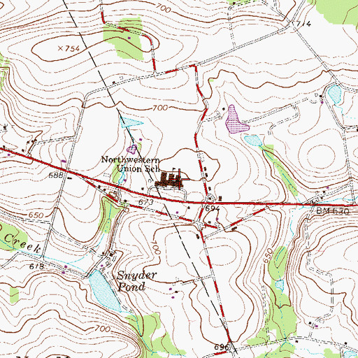 Topographic Map of Northwestern Lehigh Junior-Senior High School, PA