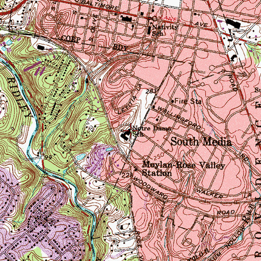 Topographic Map of Pennsylvania Institute of Technology, PA