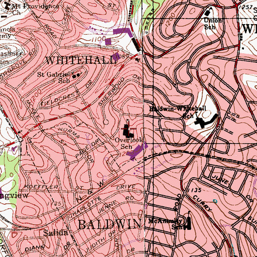 Topographic Map of Harrison Junior High School, PA