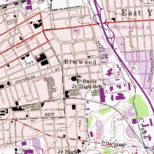 Topographic Map of Davis Elementary School, PA