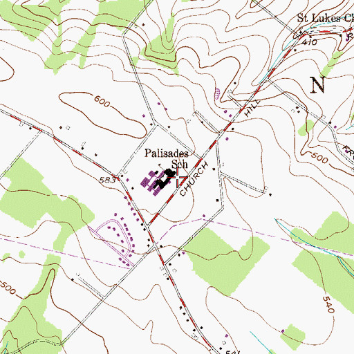 Topographic Map of Palisades Junior-Senior High School, PA