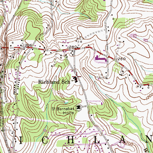 Topographic Map of Washington Elementary School, PA