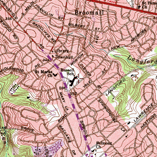 Topographic Map of Charles H Russell Elementary School, PA