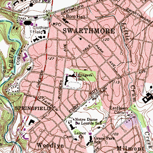 Topographic Map of Crothers School, PA