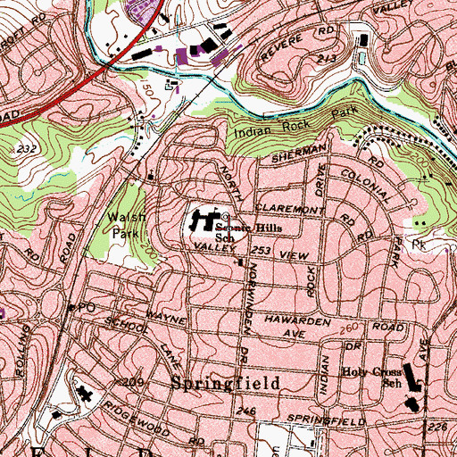 Topographic Map of Scenic Hills Elementary School, PA