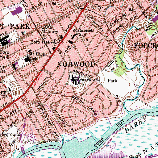 Topographic Map of Norwood Elementary School, PA