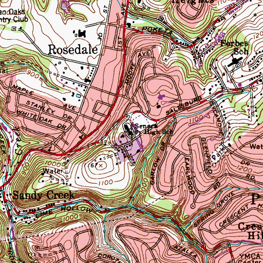 Topographic Map of Seneca Junior High School (historical), PA
