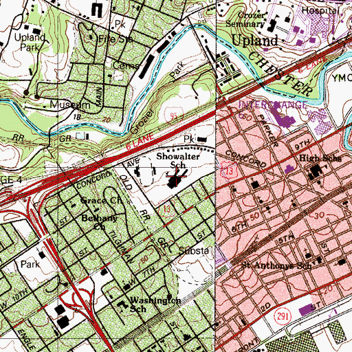 Topographic Map of Showalter Middle School, PA