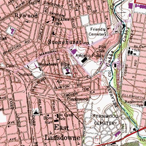 Topographic Map of Stonehurst Hills Elementary School, PA