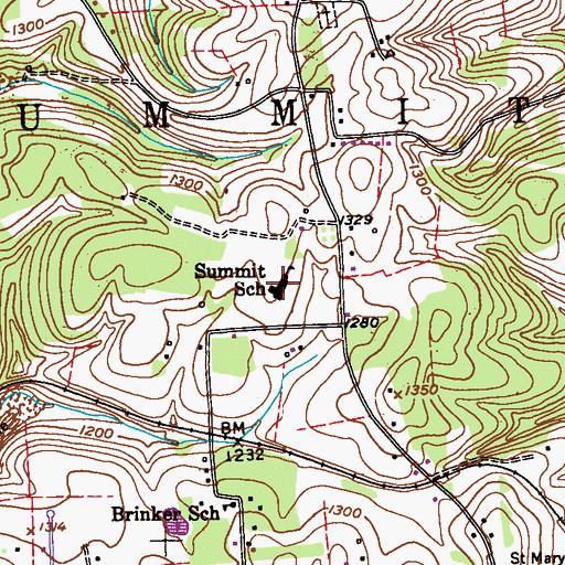 Topographic Map of Summit Elementary School, PA