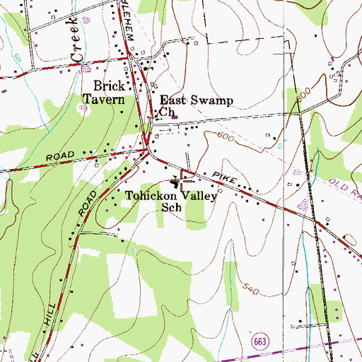 Topographic Map of Tohickon Valley Elementary School, PA