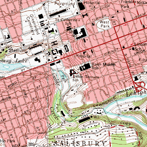 Topographic Map of Union Terrace Elementary School, PA