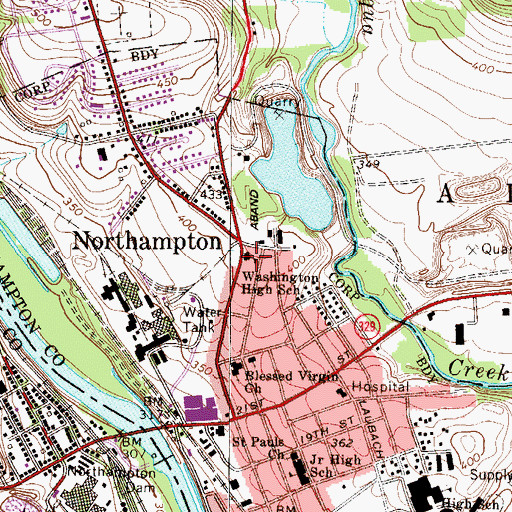 Topographic Map of Washington Elementary School, PA