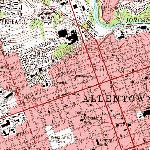 Topographic Map of Washington Elementary School, PA