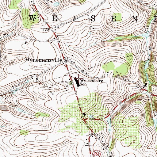 Topographic Map of Weisenberg Elementary School, PA