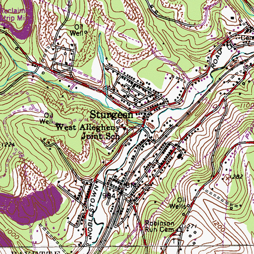 Topographic Map of West Allegheny Middle School, PA
