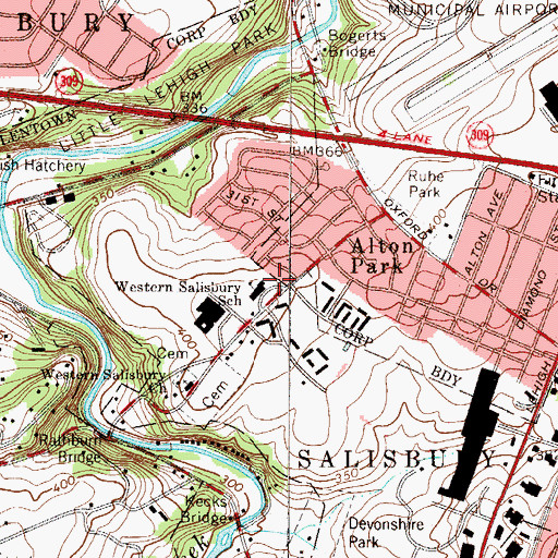 Topographic Map of Western Salisbury Elementary School, PA