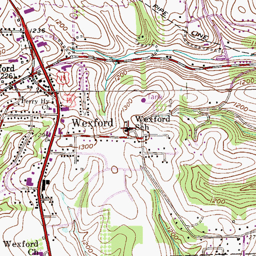 Topographic Map of Wexford Elementary School, PA