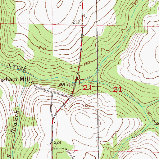 Topographic Map of Justice Mill Creek, AL