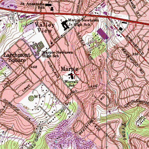 Topographic Map of Jay W Worrall Elementary School, PA