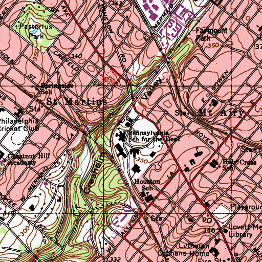Topographic Map of Spring Garden College, PA
