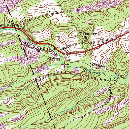 Topographic Map of Stuhls Run, PA