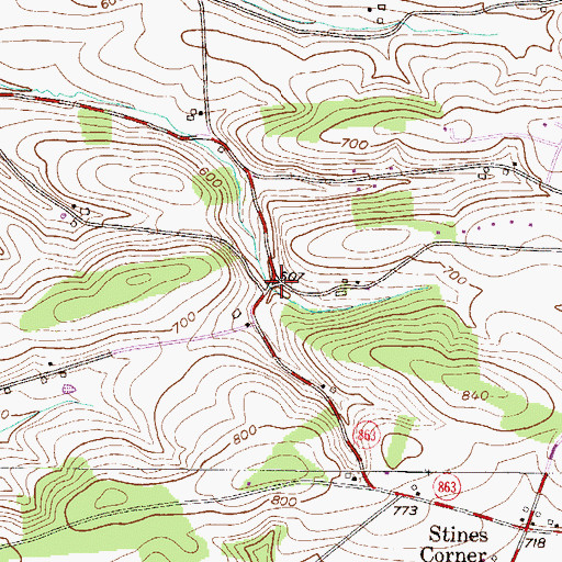 Topographic Map of Schneidersville, PA