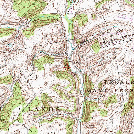 Topographic Map of Bittners Corner, PA