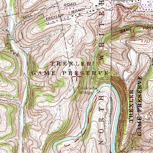 Topographic Map of Mill Hill, PA
