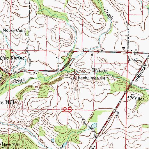 Topographic Map of Kachelman Cemetery, AL