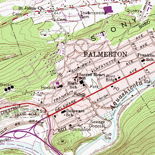 Topographic Map of Stephen S Palmer Middle School, PA