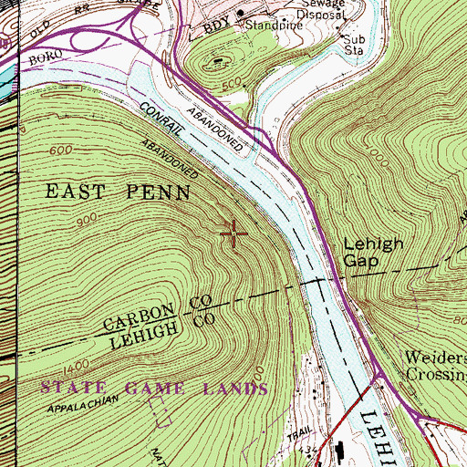 Topographic Map of Devils Pulpit, PA