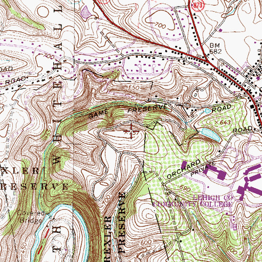 Topographic Map of Schantz Hill, PA