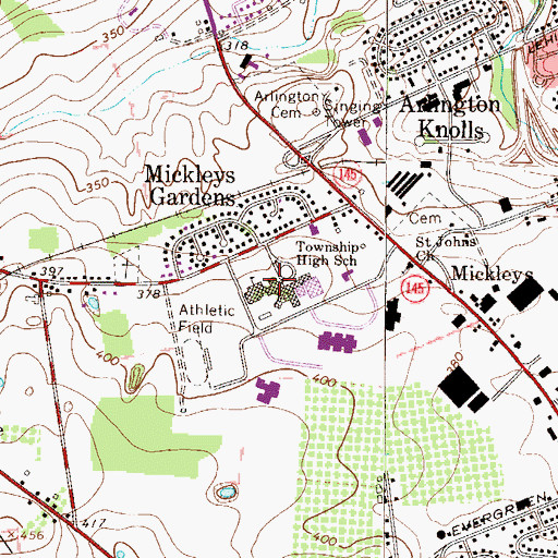 Topographic Map of Whitehall High School, PA