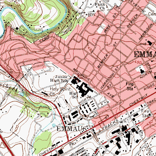 Topographic Map of Emmaus Junior High School, PA