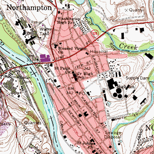 Topographic Map of Northampton Area Junior High School, PA