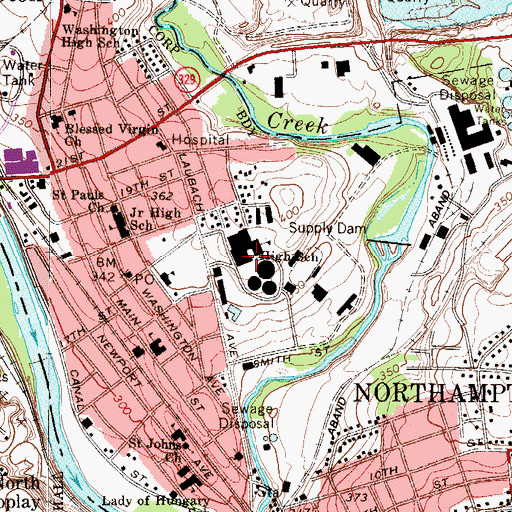 Topographic Map of Northampton Area Senior High School, PA