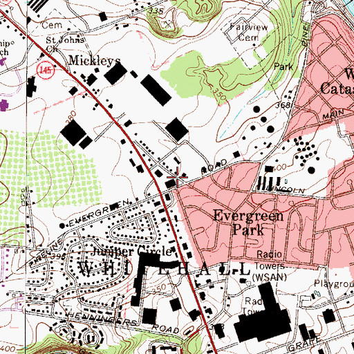 Topographic Map of Allentown Plaza, PA