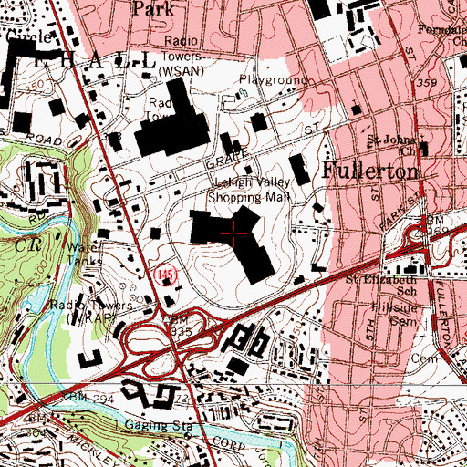 Topographic Map of Lehigh Valley Mall, PA