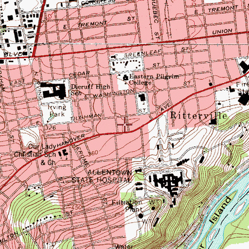 Topographic Map of Allentown Shopping Plaza, PA