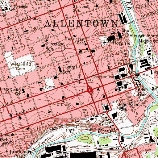 Topographic Map of Hamilton Mall, PA