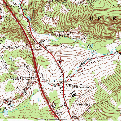 Topographic Map of Vera Cruz Elementary School, PA