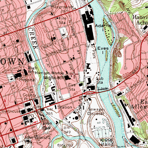 Topographic Map of Harrison-Morton High School, PA