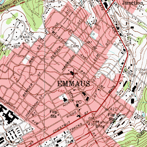 Topographic Map of Lincoln Elementary School, PA